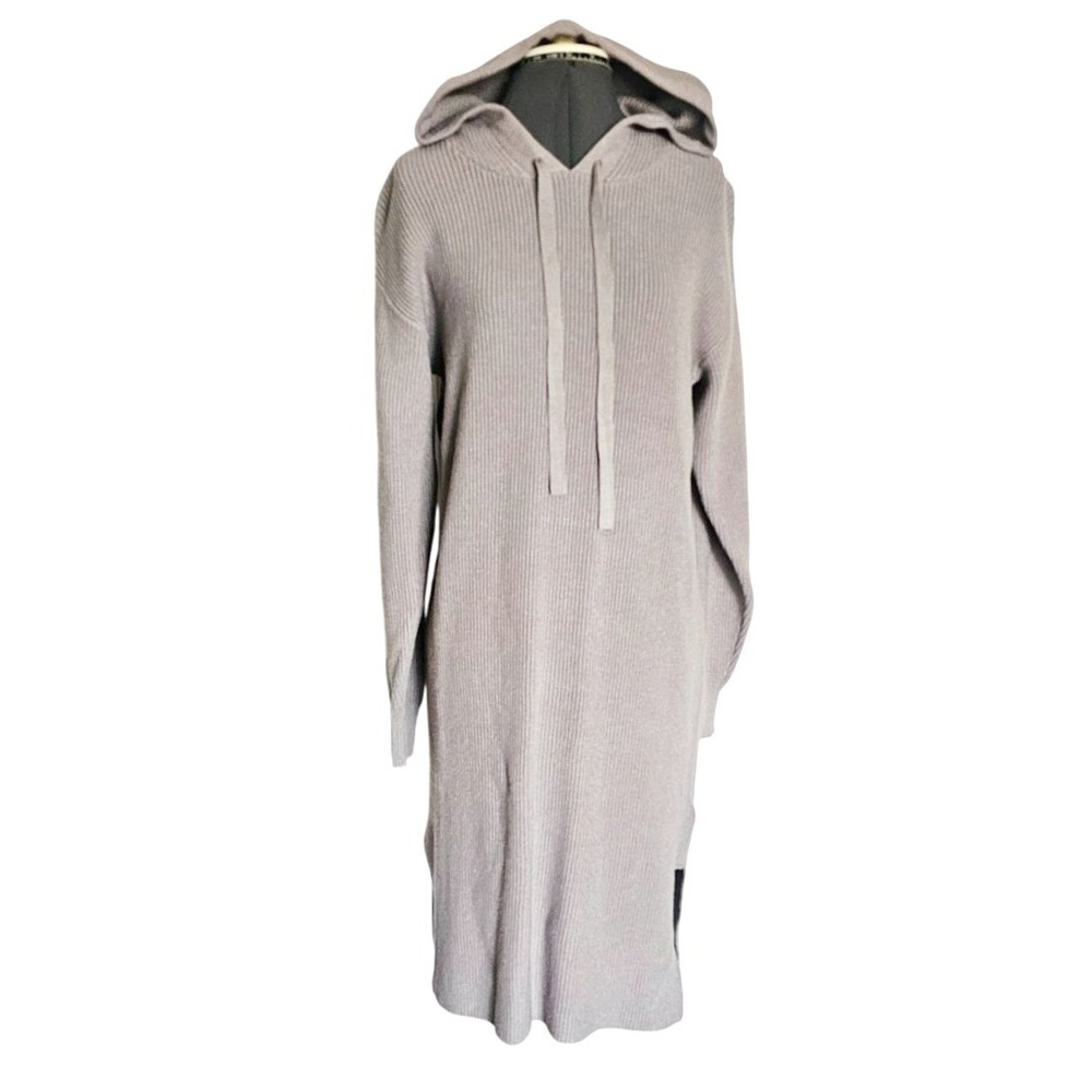 The Drop Claudia knit hoodie dress Midi‎ Dress medium gray split hem new